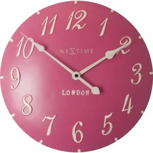 NeXtime klok 3084rz London Arabic, Ø34.5 cm, Wall, Pink/ White 1 NeXtime klok 3084rz London Arabic, Ø34.5 cm, Wall, Pink/ White