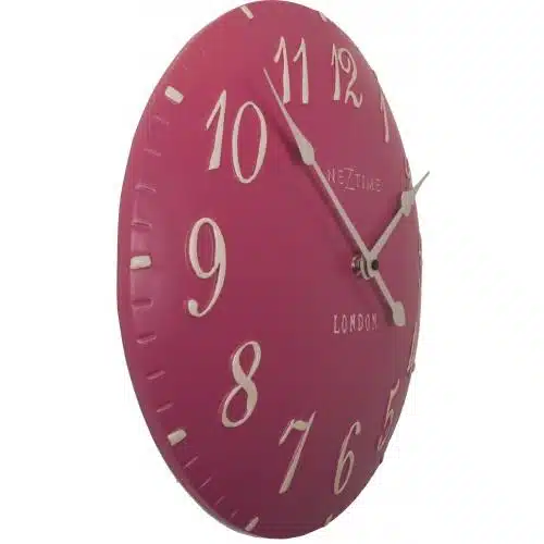 NeXtime klok 3084rz London Arabic, Ø34.5 cm, Wall, Pink/ White 2 NeXtime klok 3084rz London Arabic, Ø34.5 cm, Wall, Pink/ White - Afbeelding 2