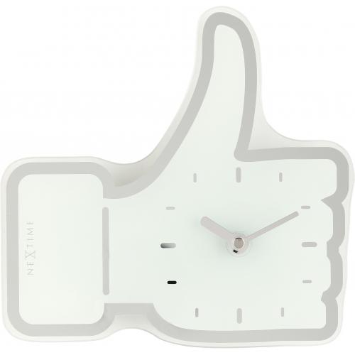NeXtime klok 5185wi Mini Thumbs Up, 20.5x21 cm, Wall, White/ Silver 1 NeXtime klok 5185wi Mini Thumbs Up, 20.5x21 cm, Wall, White/ Silver