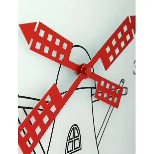 NeXtime klok 8807 Windmil, Ø30 cm, Wall, White/ Black/ Red 3 NeXtime klok 8807 Windmil, Ø30 cm, Wall, White/ Black/ Red - Afbeelding 3