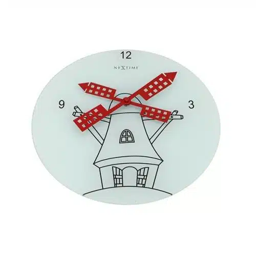 NeXtime klok 8807 Windmil, Ø30 cm, Wall, White/ Black/ Red 5 NeXtime klok 8807 Windmil, Ø30 cm, Wall, White/ Black/ Red - Afbeelding 5