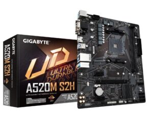 Gigabyte A520M S2H, mATX, AMD,AM4, a520, Ryzen 3 3rd Gen, 64GB, 2x DIMM DDR4, 5000 MHz, USB3.1, M.2