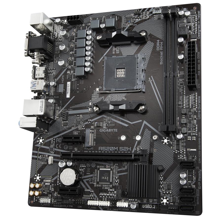 Gigabyte A520M S2H, mATX, AMD,AM4, a520, Ryzen 3 3rd Gen, 64GB, 2x DIMM DDR4, 5000 MHz, USB3.1, M.2 4 Gigabyte A520M S2H, mATX, AMD,AM4, a520, Ryzen 3 3rd Gen, 64GB, 2x DIMM DDR4, 5000 MHz, USB3.1, M.2 - Afbeelding 4