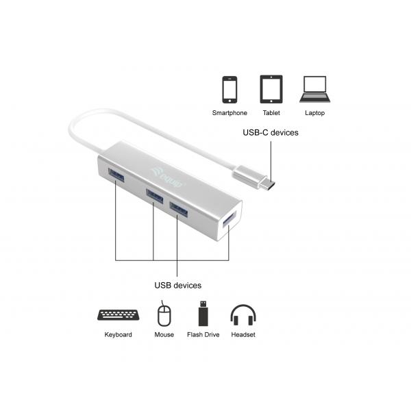 Equip 12895807101 USB-C to 4-port USB 3.0 Hubs, USB 3.2 Gen 1, USB Type-C, USB Type-A, 5000 Mbit/s 4 Equip 12895807101 USB-C to 4-port USB 3.0 Hubs, USB 3.2 Gen 1, USB Type-C, USB Type-A, 5000 Mbit/s - Afbeelding 4