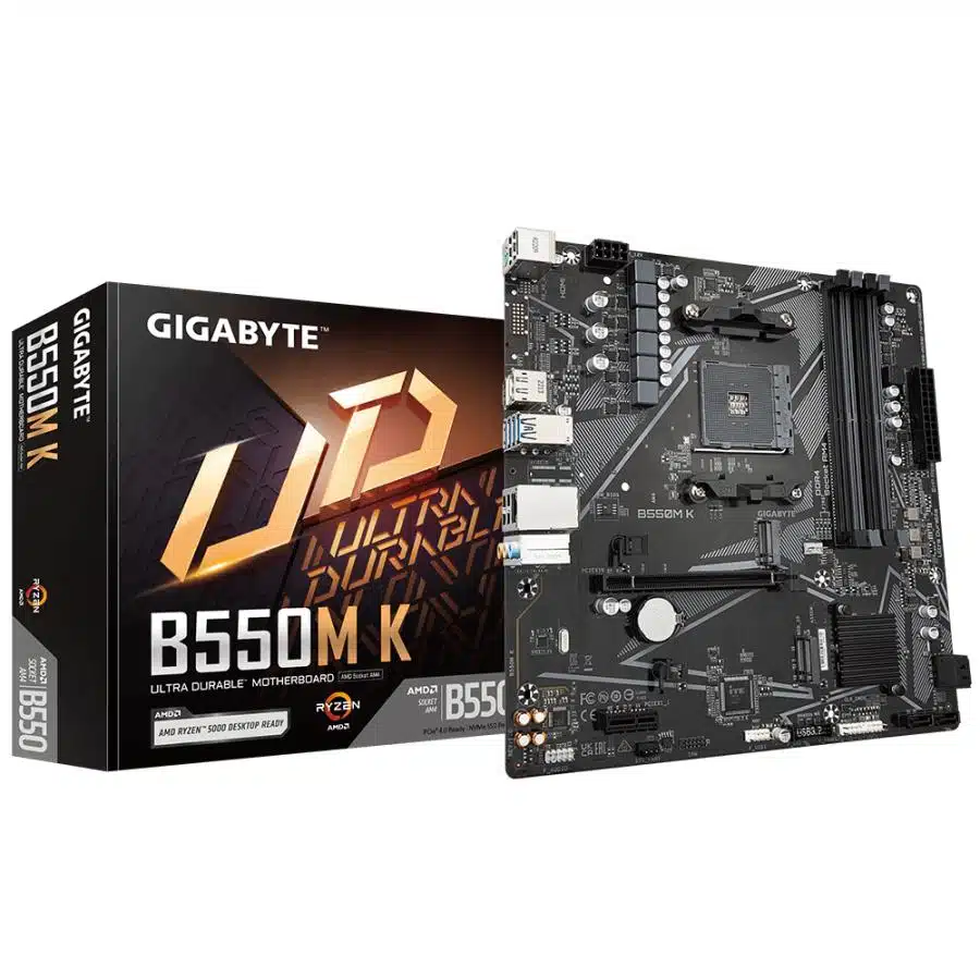 Gigabyte B550M K, AMD AM4, B550, DDR4, Dual PCIe 4.0/3.0 M.2, 1 Gbe LAN, USB 3.2 Gen 1 1 Gigabyte B550M K, AMD AM4, B550, DDR4, Dual PCIe 4.0/3.0 M.2, 1 Gbe LAN, USB 3.2 Gen 1