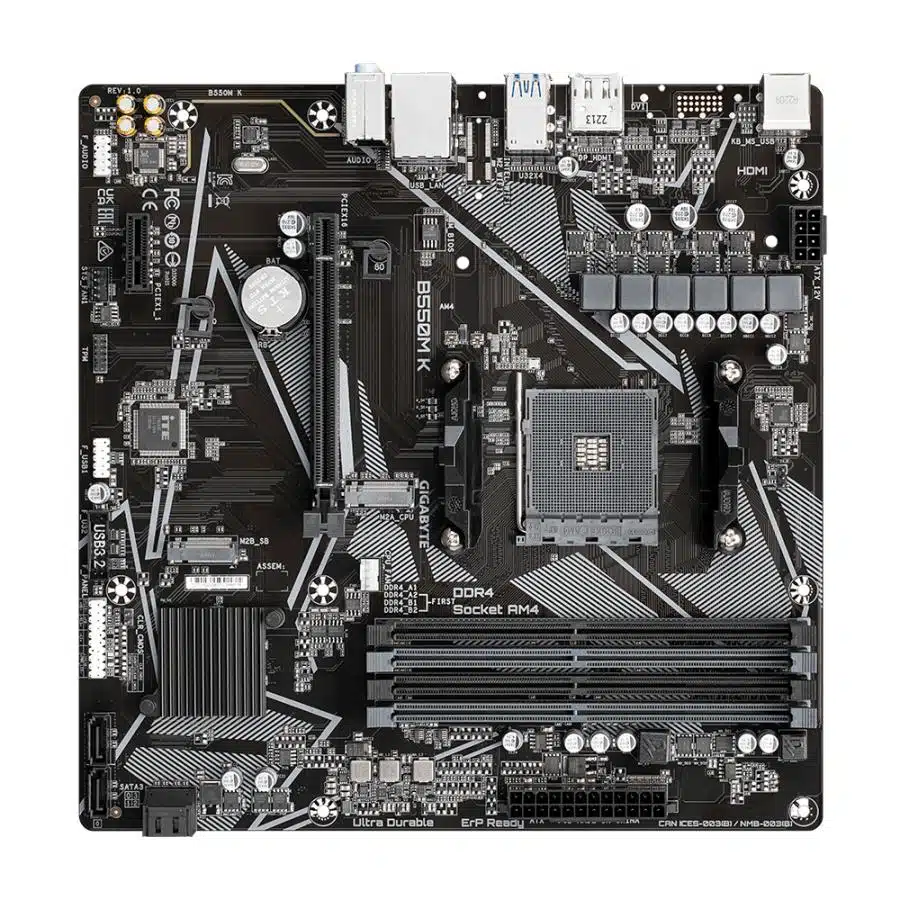 Gigabyte B550M K, AMD AM4, B550, DDR4, Dual PCIe 4.0/3.0 M.2, 1 Gbe LAN, USB 3.2 Gen 1 4 Gigabyte B550M K, AMD AM4, B550, DDR4, Dual PCIe 4.0/3.0 M.2, 1 Gbe LAN, USB 3.2 Gen 1 - Afbeelding 4