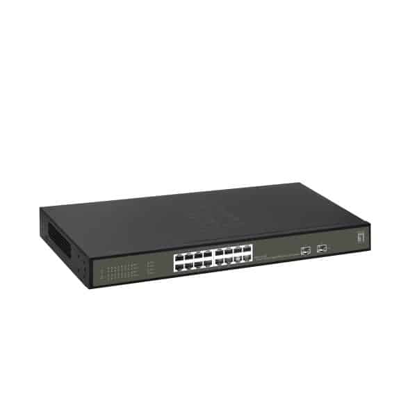 LevelOne GES-2118P Hilbert 18-Port Gigabit PoE Smart Lite Switch, 16x PoE 230W, 2x SFP, Managed, L2 4 LevelOne GES-2118P Hilbert 18-Port Gigabit PoE Smart Lite Switch, 16x PoE 230W, 2x SFP, Managed, L2 - Afbeelding 4