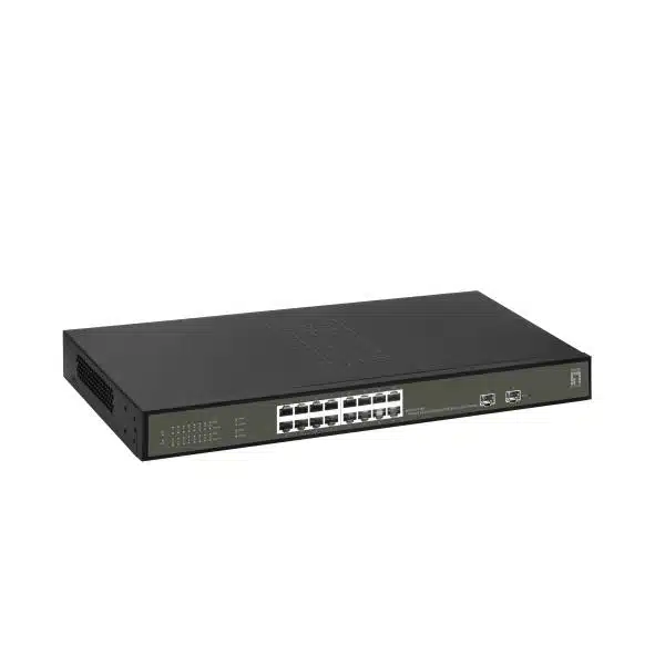 LevelOne GES-2118P Hilbert 18-Port Gigabit PoE Smart Lite Switch, 16x PoE 230W, 2x SFP, Managed, L2 4 LevelOne GES-2118P Hilbert 18-Port Gigabit PoE Smart Lite Switch, 16x PoE 230W, 2x SFP, Managed, L2 - Afbeelding 4