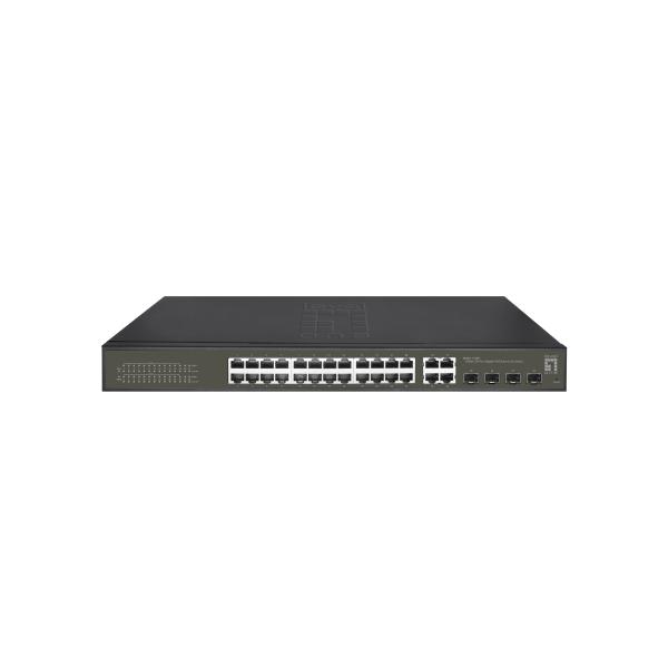 LevelOne GES-2128P Hilbert 28-Port Gigabit PoE Smart Lite Switch, 24 PoE 380W, 4x SFP/RJ45 Combo, L2 1 LevelOne GES-2128P Hilbert 28-Port Gigabit PoE Smart Lite Switch, 24 PoE 380W, 4x SFP/RJ45 Combo, L2