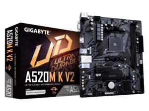 Gigabyte A520M K V2, mATX, AMD AM4, A520, DDR4, 5100 Mhz, USB 3.2 Gen 1, M.2, GbE LAN
