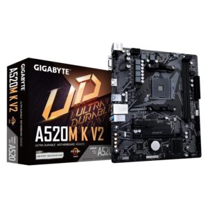 Gigabyte A520M K V2, mATX, AMD AM4, A520, DDR4, 5100 Mhz, USB 3.2 Gen 1, M.2, GbE LAN