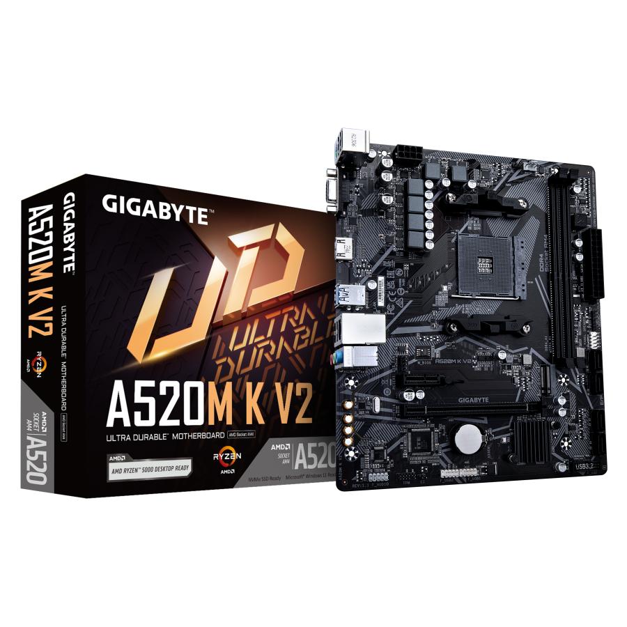 Gigabyte A520M K V2, mATX, AMD AM4, A520, DDR4, 5100 Mhz, USB 3.2 Gen 1, M.2, GbE LAN 1 Gigabyte A520M K V2, mATX, AMD AM4, A520, DDR4, 5100 Mhz, USB 3.2 Gen 1, M.2, GbE LAN