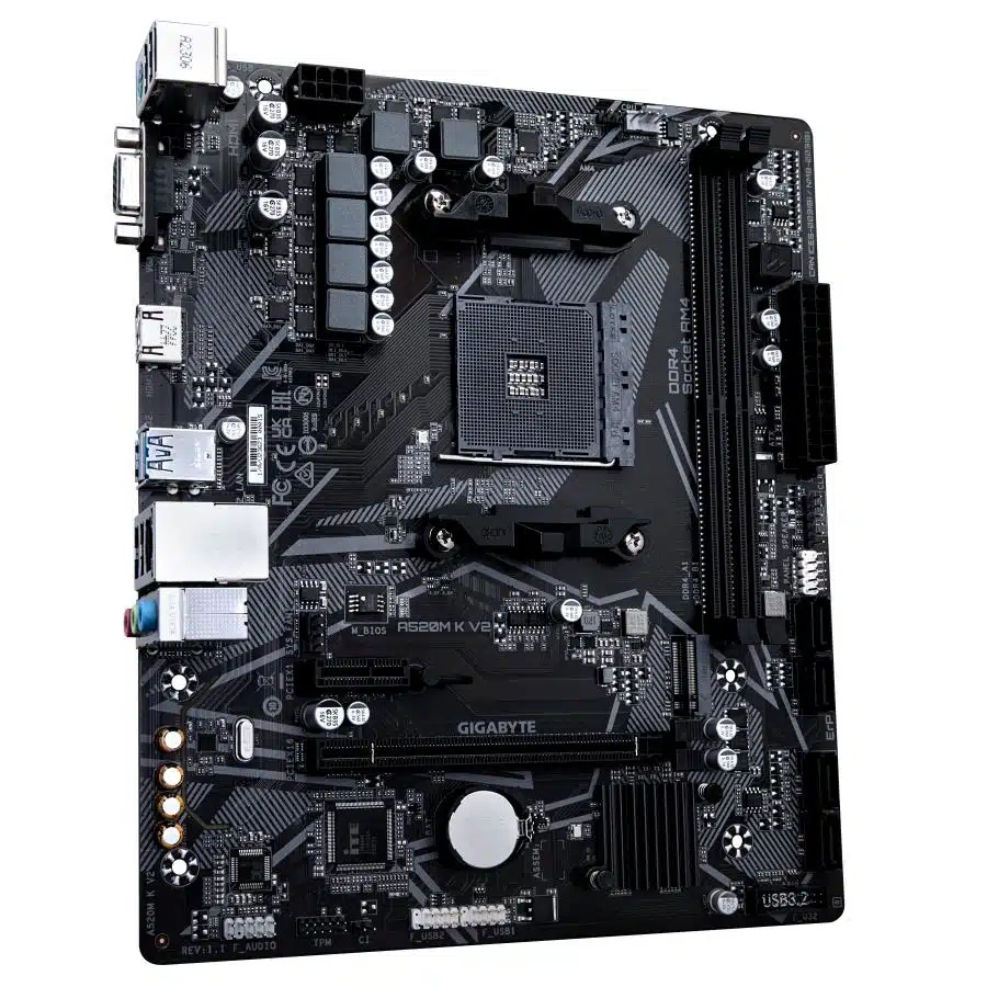 Gigabyte A520M K V2, mATX, AMD AM4, A520, DDR4, 5100 Mhz, USB 3.2 Gen 1, M.2, GbE LAN 3 Gigabyte A520M K V2, mATX, AMD AM4, A520, DDR4, 5100 Mhz, USB 3.2 Gen 1, M.2, GbE LAN - Afbeelding 3