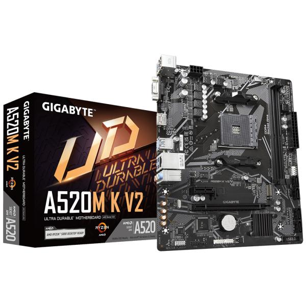 Gigabyte A520M K V2, mATX, AMD AM4, A520, DDR4, 5100 Mhz, USB 3.2 Gen 1, M.2, GbE LAN 5 Gigabyte A520M K V2, mATX, AMD AM4, A520, DDR4, 5100 Mhz, USB 3.2 Gen 1, M.2, GbE LAN - Afbeelding 5
