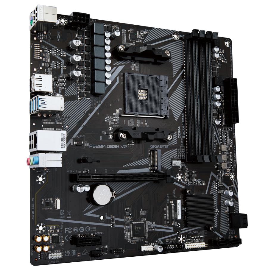 Gigabyte A520M DS3H V2 A520M DS3H V2 (rev. 1.0) mATX, AMD, AM4, A520, 128 GB, DDR4, USB 3.2, GbE LAN 2 Gigabyte A520M DS3H V2 A520M DS3H V2 (rev. 1.0) mATX, AMD, AM4, A520, 128 GB, DDR4, USB 3.2, GbE LAN - Afbeelding 2