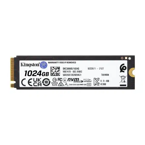 Kingston SKC3000S/1024G KC3000 SSD, 1TB, M.2 NVMe, PCIe 4.0, 3D TLC, 7000/ 6000 MB/s, Black 2 Kingston SKC3000S/1024G KC3000 SSD, 1TB, M.2 NVMe, PCIe 4.0, 3D TLC, 7000/ 6000 MB/s, Black - Afbeelding 2