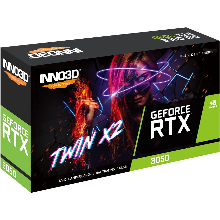 INNO3D N30502-08D6-1711VA41 GeForce RTX 3050 Twin X2 V2, 8GB GDDR6, 128-bit, 1777, 14Gbps, 1xDP+HDMI 2 INNO3D N30502-08D6-1711VA41 GeForce RTX 3050 Twin X2 V2, 8GB GDDR6, 128-bit, 1777, 14Gbps, 1xDP+HDMI - Afbeelding 2