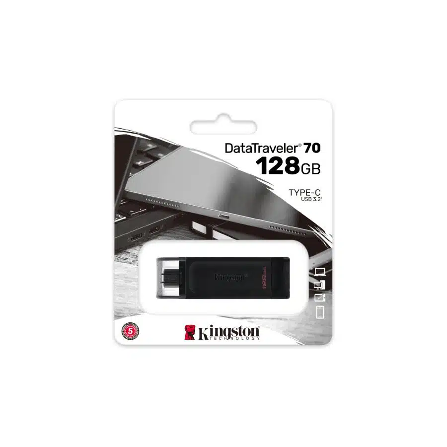 Kingston DT70/128GB DataTraveler 70 USB-C Flash-drive, 128 GB, USB-C 3.2 Gen 1 5 Kingston DT70/128GB DataTraveler 70 USB-C Flash-drive, 128 GB, USB-C 3.2 Gen 1 - Afbeelding 5