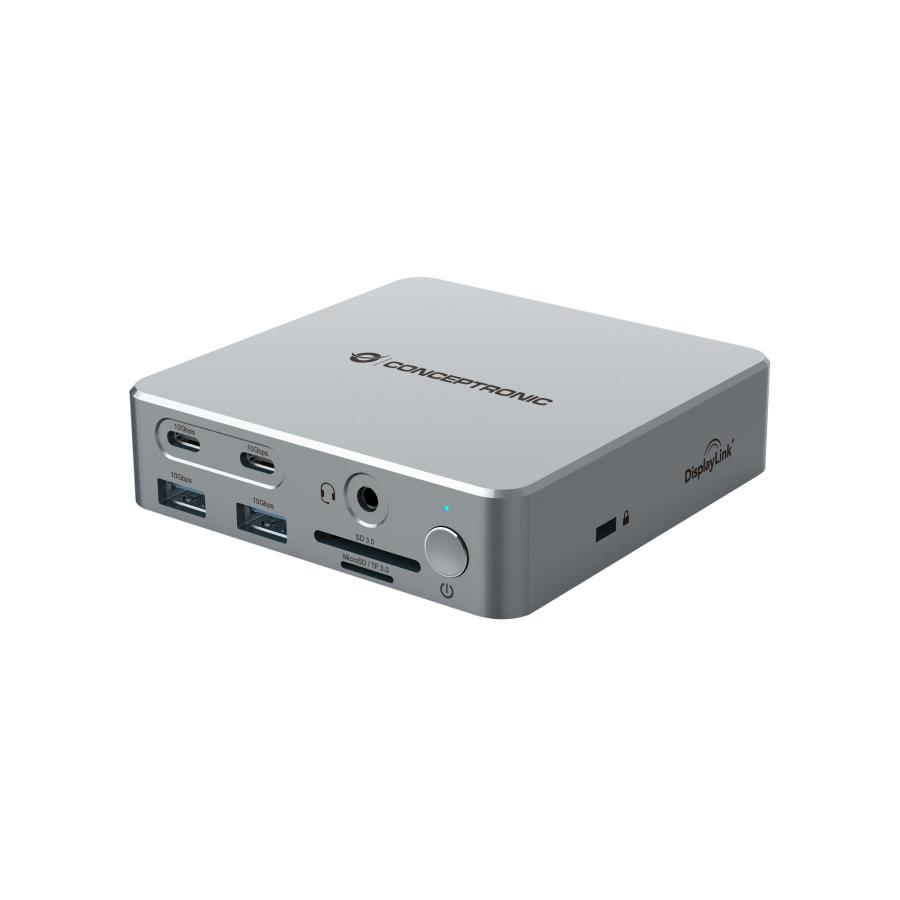 Conceptronic DONN25G 15-in-1 DisplayLink USB 3.2 Gen 2 Docking Station, Triple 4K60Hz, HDMI, DP, USB 2 Conceptronic DONN25G 15-in-1 DisplayLink USB 3.2 Gen 2 Docking Station, Triple 4K60Hz, HDMI, DP, USB - Afbeelding 2