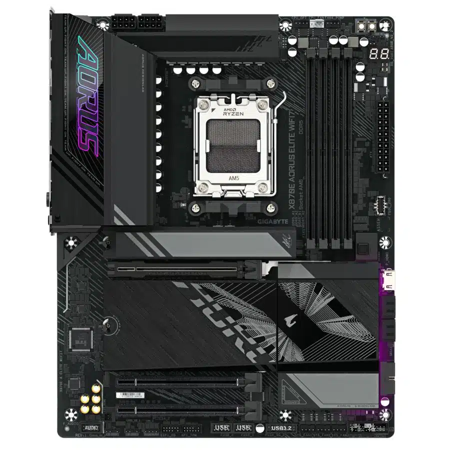 Gigabyte X870E A ELITE WIFI7, ATX, AMD AM5, X870, 4x DDR5, USB4, 2.5 GbE, Wi-FI 7, PCIe 5.0 2 Gigabyte X870E A ELITE WIFI7, ATX, AMD AM5, X870, 4x DDR5, USB4, 2.5 GbE, Wi-FI 7, PCIe 5.0 - Afbeelding 2