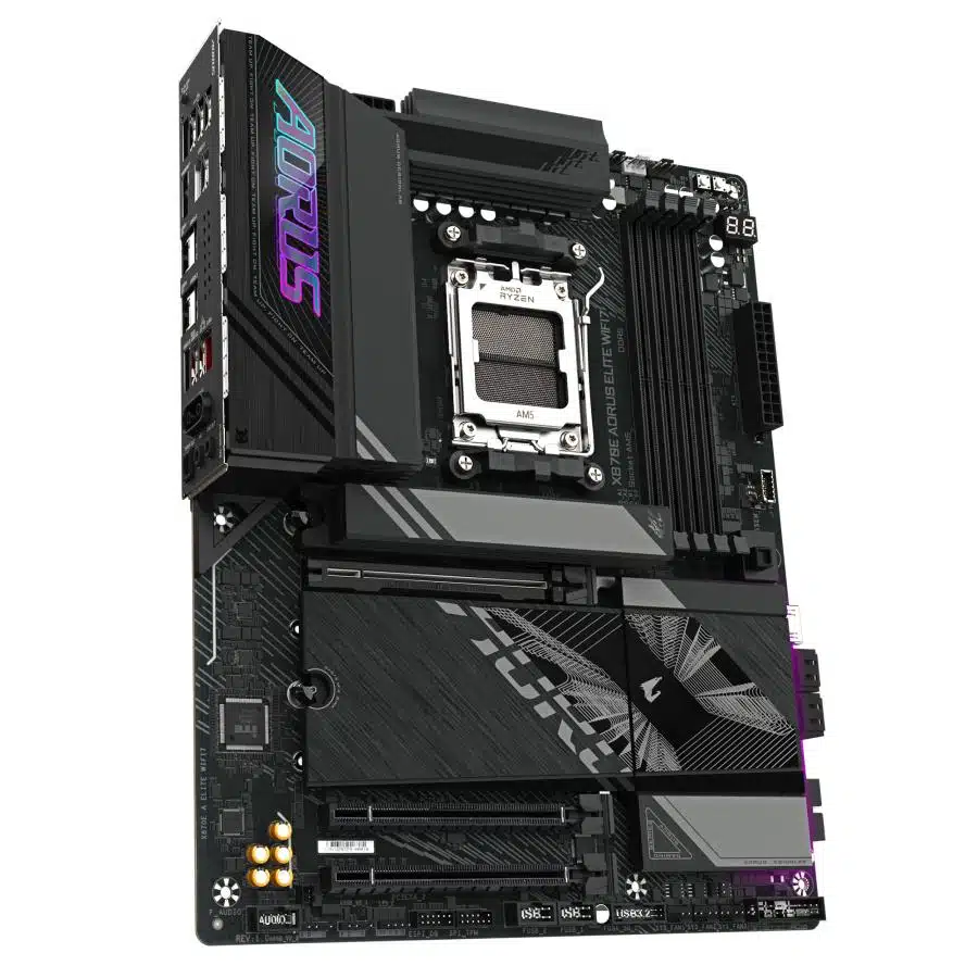 Gigabyte X870E A ELITE WIFI7, ATX, AMD AM5, X870, 4x DDR5, USB4, 2.5 GbE, Wi-FI 7, PCIe 5.0 3 Gigabyte X870E A ELITE WIFI7, ATX, AMD AM5, X870, 4x DDR5, USB4, 2.5 GbE, Wi-FI 7, PCIe 5.0 - Afbeelding 3