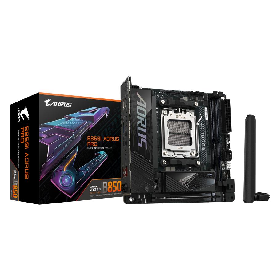 Gigabyte B850I AORUS PRO, Mini-ITX, AMD AM5, B850, 2x DDR5 8400(O.C) 2.5 GbE, Wi-Fi 7, BT 5.4, USB-C 1 Gigabyte B850I AORUS PRO, Mini-ITX, AMD AM5, B850, 2x DDR5 8400(O.C) 2.5 GbE, Wi-Fi 7, BT 5.4, USB-C