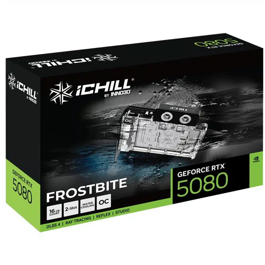 INNO3D C50803-16D7X-1760FB GEFORCE RTX 5080 ICHILL FROSTBITE, ATX, 16GB, GDDR7, 256-bit, 400W 2 INNO3D C50803-16D7X-1760FB GEFORCE RTX 5080 ICHILL FROSTBITE, ATX, 16GB, GDDR7, 256-bit, 400W - Afbeelding 2