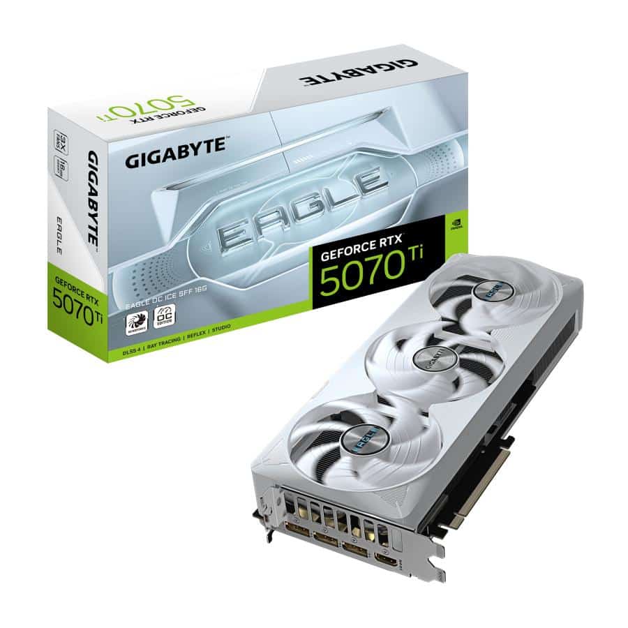 Gigabyte GV-N507TEAGLEOC ICE-16GD GeForce RTX 5070 Ti EAGLE OC ICE SFF 16G 16 GB, GDDR7, 256 bit 1 Gigabyte GV-N507TEAGLEOC ICE-16GD GeForce RTX 5070 Ti EAGLE OC ICE SFF 16G 16 GB, GDDR7, 256 bit