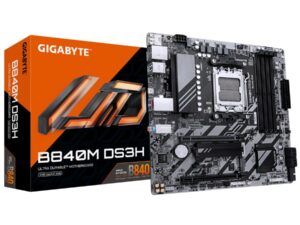 Gigabyte B840M DS3H, mATX, AMD AM5, DDR5, 2x PCIe 4.0 M.2, 2.5GbE LAN, USB 3.2 Gen 1
