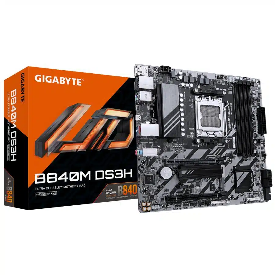 Gigabyte B840M DS3H, mATX, AMD AM5, DDR5, 2x PCIe 4.0 M.2, 2.5GbE LAN, USB 3.2 Gen 1 1 Gigabyte B840M DS3H, mATX, AMD AM5, DDR5, 2x PCIe 4.0 M.2, 2.5GbE LAN, USB 3.2 Gen 1
