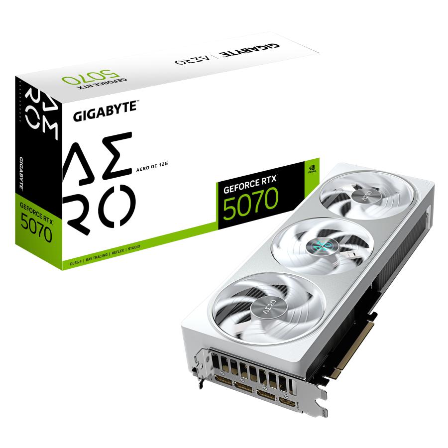 Gigabyte GV-N5070AERO OC-12GD GeForce RTX 5070 AERO OC 12G, 12 GB, GDDR7, 192 bit, PCIe 5.0 1 Gigabyte GV-N5070AERO OC-12GD GeForce RTX 5070 AERO OC 12G, 12 GB, GDDR7, 192 bit, PCIe 5.0