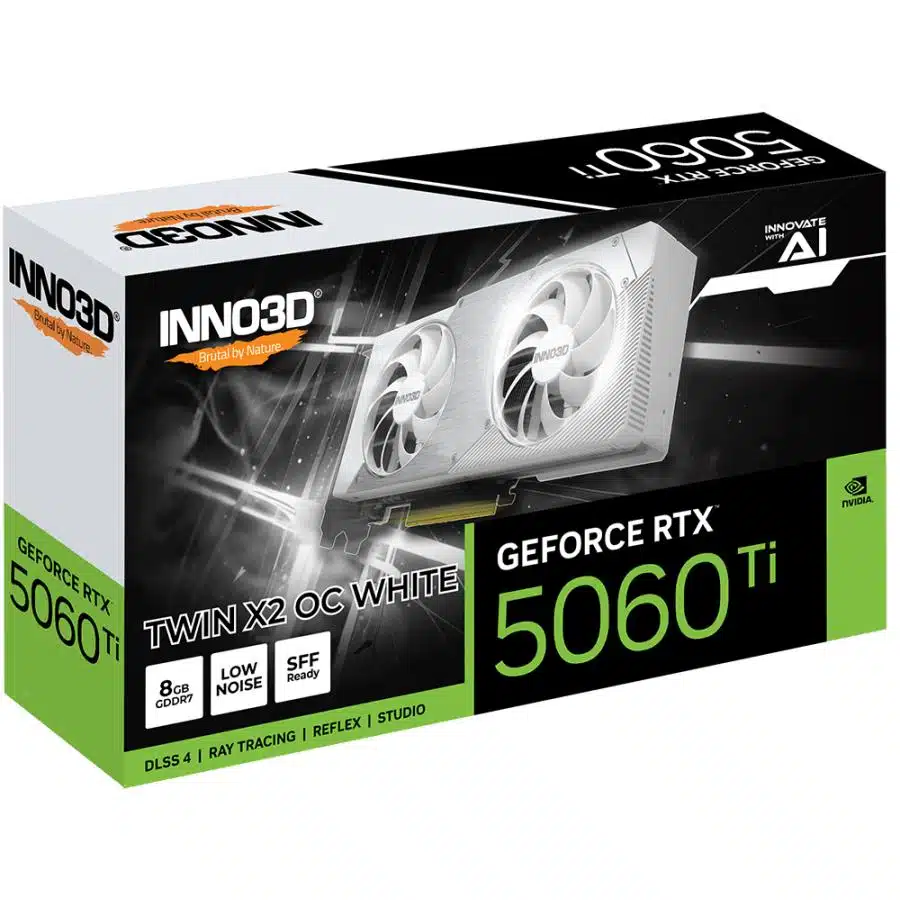 INNO3D N506T2-08D7X-193075W INNO3D GeForce RTX™ 5060 Ti 8GB TWIN X2 OC WHITE 3 INNO3D N506T2-08D7X-193075W INNO3D GeForce RTX™ 5060 Ti 8GB TWIN X2 OC WHITE - Afbeelding 3