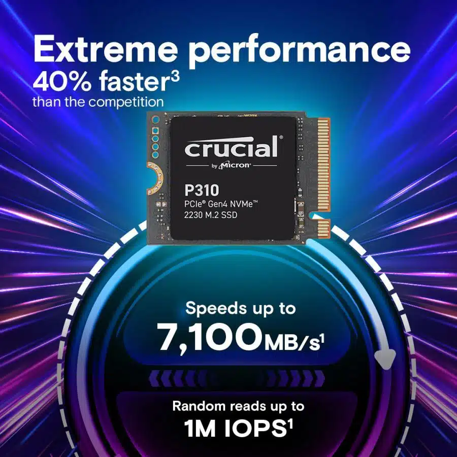 Crucial CT2000P310SSD2 SSD P310 SSD, 2 TB, M.2 2230, PCIe Gen4 NVMe, 3D NAND, 7100/ 6000 MB/s 2 Crucial CT2000P310SSD2 SSD P310 SSD, 2 TB, M.2 2230, PCIe Gen4 NVMe, 3D NAND, 7100/ 6000 MB/s - Afbeelding 2