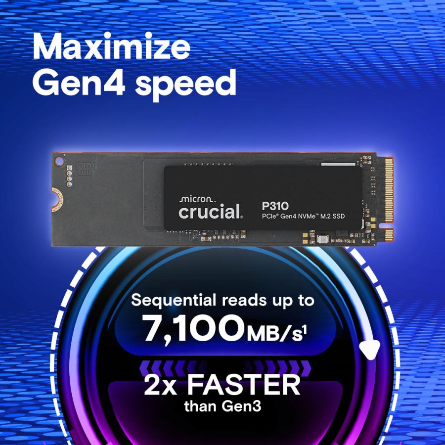 Crucial CT500P310SSD8 P310 SSD, 500 GB, M.2 NVMe, PCIe Gen4, 3D NAND, 6600/ 3500 MB/s 2 Crucial CT500P310SSD8 P310 SSD, 500 GB, M.2 NVMe, PCIe Gen4, 3D NAND, 6600/ 3500 MB/s - Afbeelding 2
