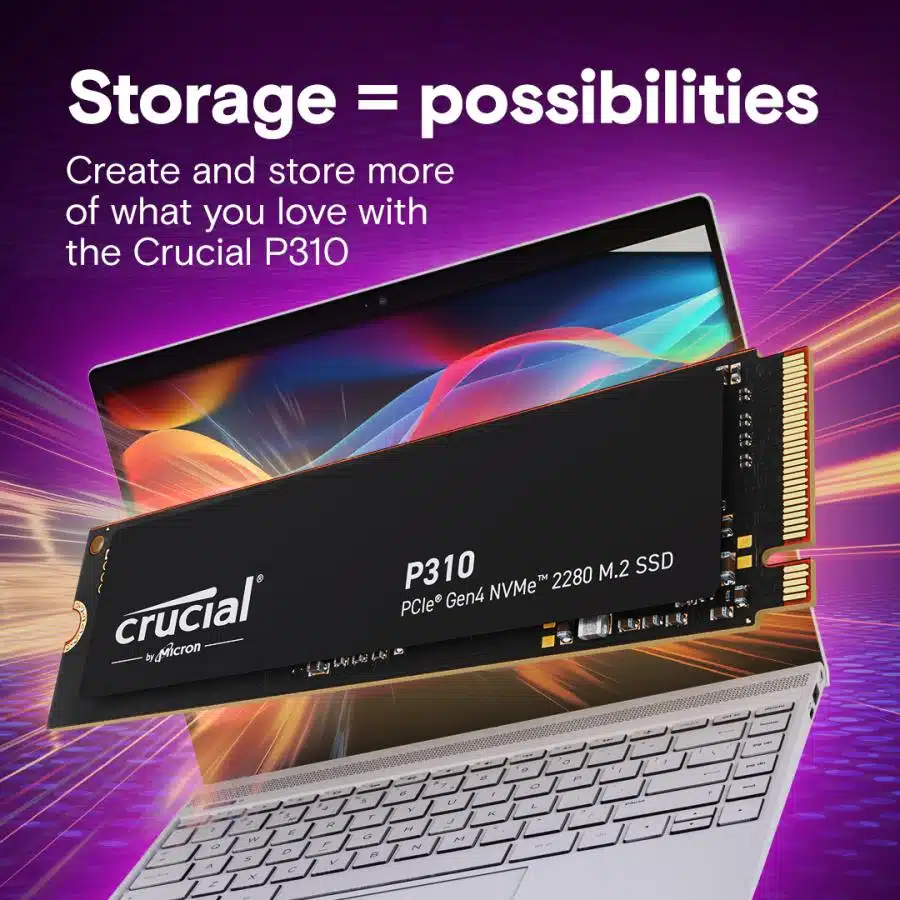 Crucial CT1000P310SSD8 P310 SSD, 1 TB, M.2 PCIe Gen4 NVMe, 3D NAND, 7100/ 6000 MB/s 5 Crucial CT1000P310SSD8 P310 SSD, 1 TB, M.2 PCIe Gen4 NVMe, 3D NAND, 7100/ 6000 MB/s - Afbeelding 5