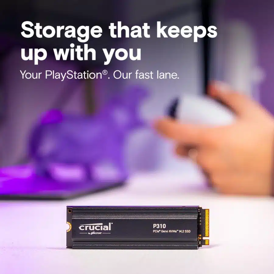 Crucial CT1000P310SSD5 P310 SSD, 1 TB, M.2 PCIe Gen4 NVMe, 3D NAND, 7100/ 6000 MB/s, Heatsink 5 Crucial CT1000P310SSD5 P310 SSD, 1 TB, M.2 PCIe Gen4 NVMe, 3D NAND, 7100/ 6000 MB/s, Heatsink - Afbeelding 5