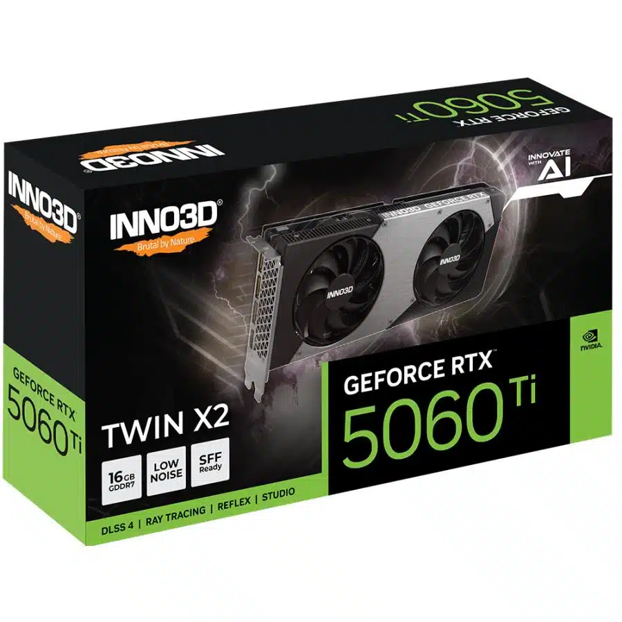 INNO3D N506T2-16D7-191073N GeForce RTX 5060 Ti Twin X2 16GB, 16 GB, GDDR7, 128-bit, 448 GB/s, PCIe5 3 INNO3D N506T2-16D7-191073N GeForce RTX 5060 Ti Twin X2 16GB, 16 GB, GDDR7, 128-bit, 448 GB/s, PCIe5 - Afbeelding 3