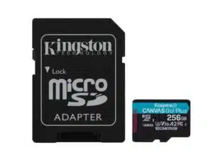 Kingston SDCG4/256GB Canvas Go! Plus microSDXC w/ adapter, 256 GB, 200MB/s A2 U3 V30 Class 10, UHS-I