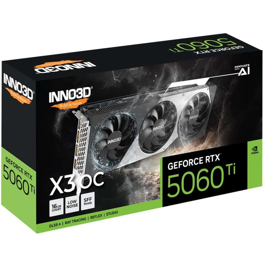 INNO3D N506T3-16D7X-191073L GEFORCE RTX 5060 Ti 16GB X3 OC 16 GB, GDDR7, 128-bit, 448 GB/s 3 INNO3D N506T3-16D7X-191073L GEFORCE RTX 5060 Ti 16GB X3 OC 16 GB, GDDR7, 128-bit, 448 GB/s - Afbeelding 3