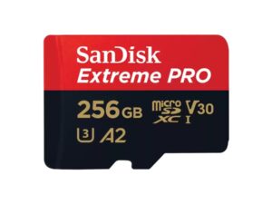 SanDisk SDSQXCD-256G-GN6MA Extreme PRO MicroSDXC w/ adapter, 256 GB, V30 A2 UHS-I U3 , 200 MB/s