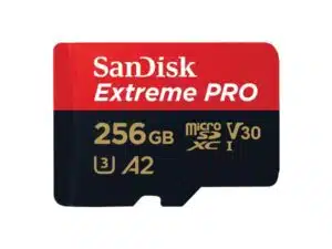 SanDisk SDSQXCD-256G-GN6MA Extreme PRO MicroSDXC w/ adapter, 256 GB, V30 A2 UHS-I U3 , 200 MB/s