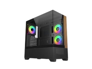 Cooler Master E690-KHNN-S00 Elite 690 WOOD Black, 270° Full-View Tempered Glass, Seamless Bevel