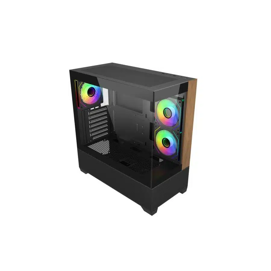Cooler Master E690-KHNN-S00 Elite 690 WOOD Black, 270° Full-View Tempered Glass, Seamless Bevel 3 Cooler Master E690-KHNN-S00 Elite 690 WOOD Black, 270° Full-View Tempered Glass, Seamless Bevel - Afbeelding 3