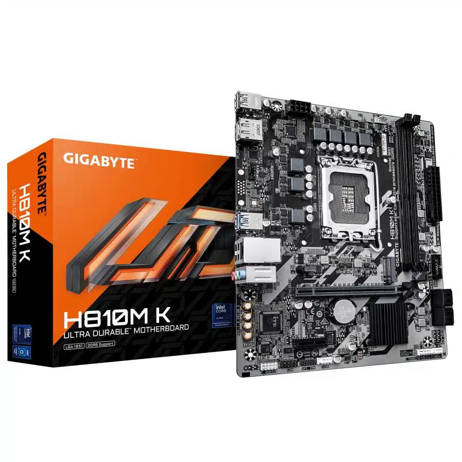 Gigabyte H810M K H810M K Intel Core Ultra (Series 2) mATX, LGA 1851, PCIe 4.0, GbE, USB 3.2 Gen 1 1 Gigabyte H810M K H810M K Intel Core Ultra (Series 2) mATX, LGA 1851, PCIe 4.0, GbE, USB 3.2 Gen 1
