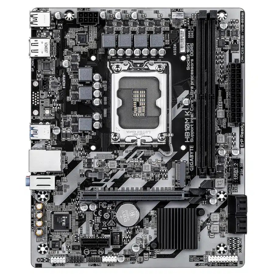 Gigabyte H810M K H810M K Intel Core Ultra (Series 2) mATX, LGA 1851, PCIe 4.0, GbE, USB 3.2 Gen 1 2 Gigabyte H810M K H810M K Intel Core Ultra (Series 2) mATX, LGA 1851, PCIe 4.0, GbE, USB 3.2 Gen 1 - Afbeelding 2