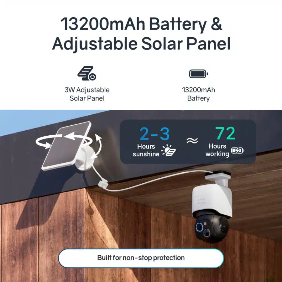 Safemo ST1 SolarCam 4K UHD Video, 8x Zoom,132° View, Night Vision, Wi-FI 2.4 Ghz, 3W solar, White 3 Safemo ST1 SolarCam 4K UHD Video, 8x Zoom,132° View, Night Vision, Wi-FI 2.4 Ghz, 3W solar, White - Afbeelding 3