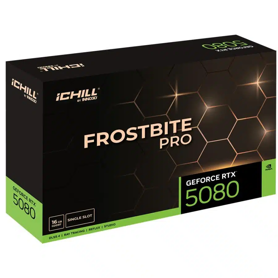 INNO3D C50803-16D7X-1760FBP GeForce RTX 5080 iChill FROSTBITE PRO, 16GB, GDDR7, 256-bit, 30Gbps 2 INNO3D C50803-16D7X-1760FBP GeForce RTX 5080 iChill FROSTBITE PRO, 16GB, GDDR7, 256-bit, 30Gbps - Afbeelding 2