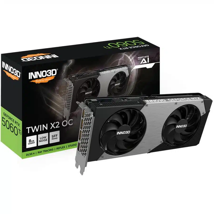 INNO3D N506T2-08D7X-193075N GeForce RTX 5060Ti Twin X2OC, 8GB GDDR7, 128-bit, 2602 Mhz, 448 GB/s 1 INNO3D N506T2-08D7X-193075N GeForce RTX 5060Ti Twin X2OC, 8GB GDDR7, 128-bit, 2602 Mhz, 448 GB/s