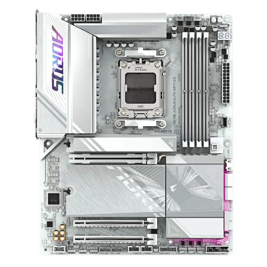 Gigabyte X870E A ELITE WF7 ICE AORUS ELITE WIFI7 ICE, ATX, AMD AM5, DDR5, PCIe 5.0, 2.5 Gbe, USB 4 2 Gigabyte X870E A ELITE WF7 ICE AORUS ELITE WIFI7 ICE, ATX, AMD AM5, DDR5, PCIe 5.0, 2.5 Gbe, USB 4 - Afbeelding 2