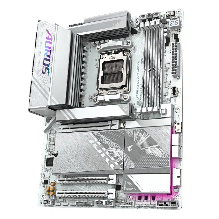 Gigabyte X870E A ELITE WF7 ICE AORUS ELITE WIFI7 ICE, ATX, AMD AM5, DDR5, PCIe 5.0, 2.5 Gbe, USB 4 4 Gigabyte X870E A ELITE WF7 ICE AORUS ELITE WIFI7 ICE, ATX, AMD AM5, DDR5, PCIe 5.0, 2.5 Gbe, USB 4 - Afbeelding 4